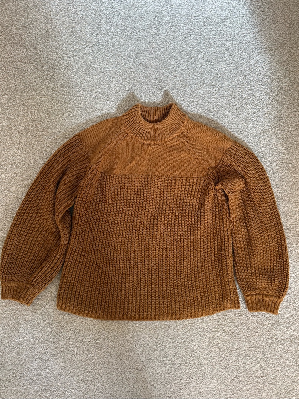 Madewell Women’s Ribbed Mock-Neck Sweater in Burnt Orange